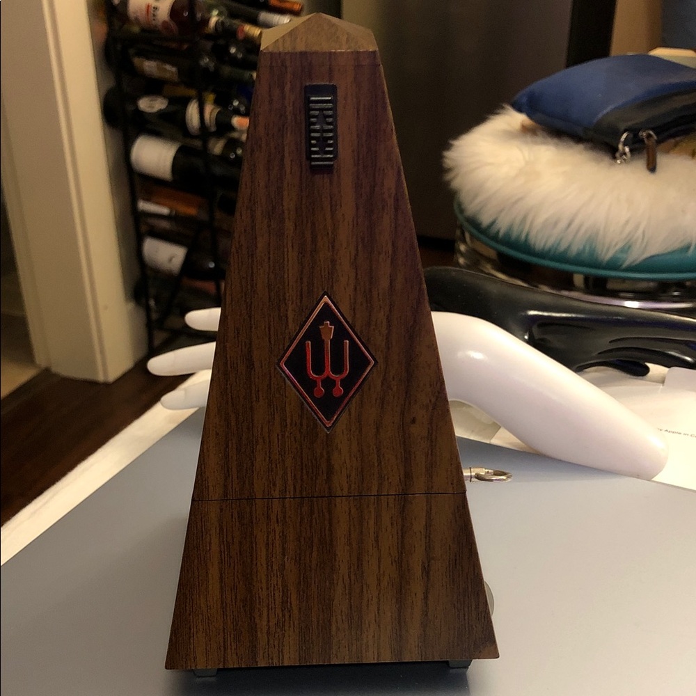 Vintage Wooden Metronome with Inlay Design